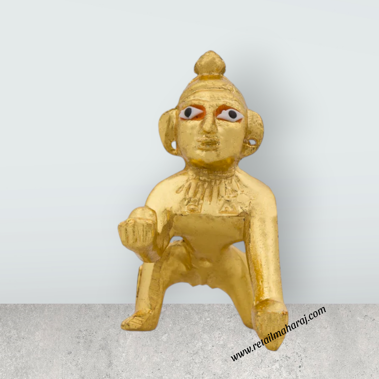 Crawling Krishna Idol - 2.5 x 1.75 Inches | Gold Polish Krishna Murti/ Krishna Statue for Pooja - Retail Maharaj