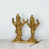 Vishnu Lakshmi Idol - 2.5 Inches | Brass Statue/ Antique Finish Vishnu Laxmi Statue for Pooja/ 150 Gms Approx - Retail Maharaj