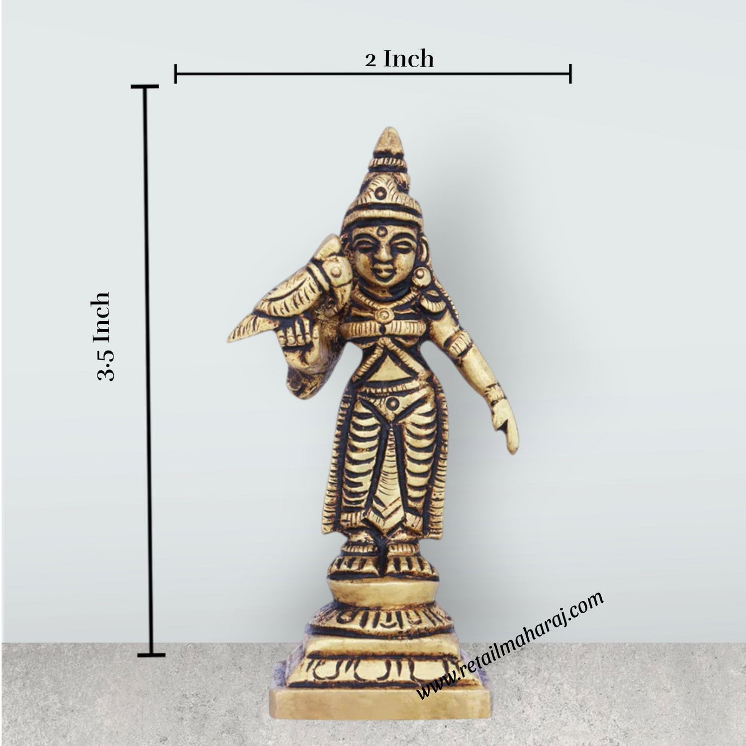 Meenakshi Amman Statue - 3.5 x 2 Inches | Brass Idol/ Meenakshi Amman Idol for Pooja/ 130 Gms Approx - Retail Maharaj