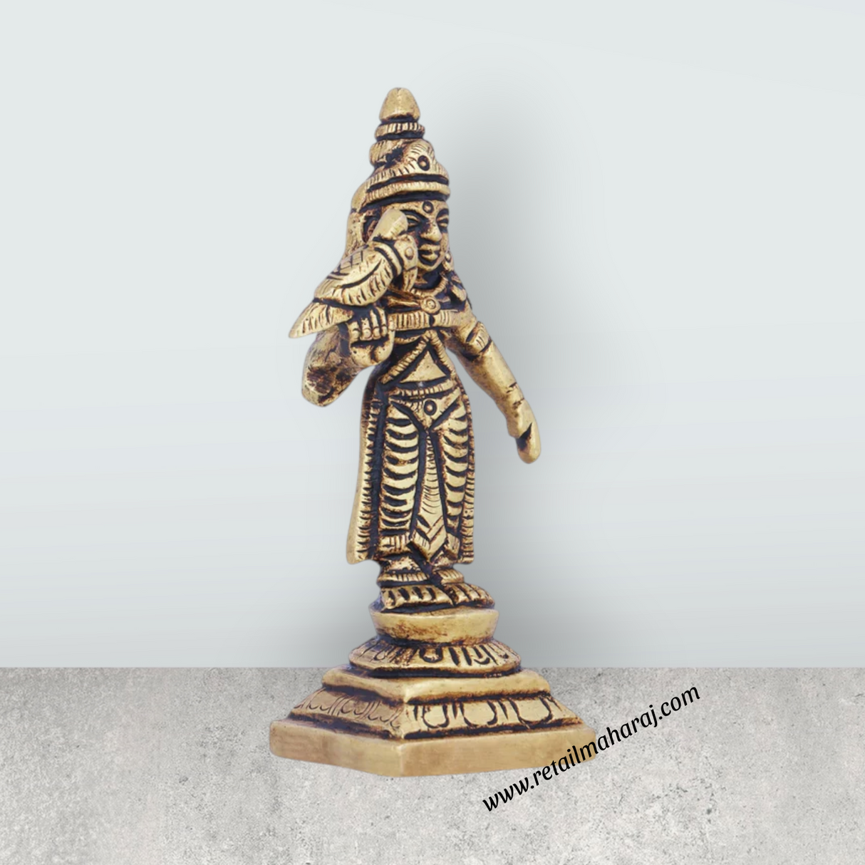 Meenakshi Amman Statue - 3.5 x 2 Inches | Brass Idol/ Meenakshi Amman Idol for Pooja/ 130 Gms Approx - Retail Maharaj