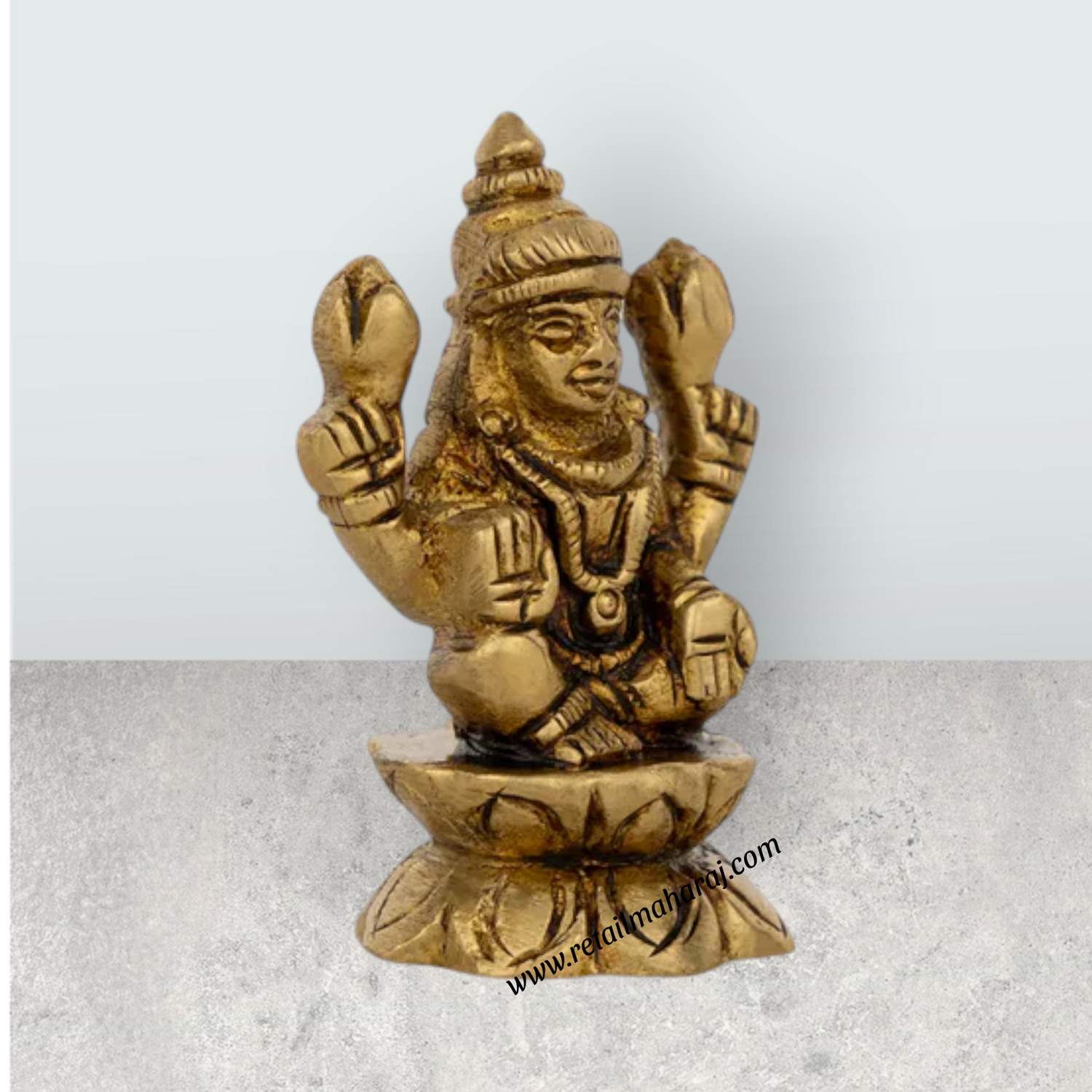 Lakshmi Murti / Brass Idol / Antique Finish Goddess Statue for Pooja & Decor - Retail Maharaj