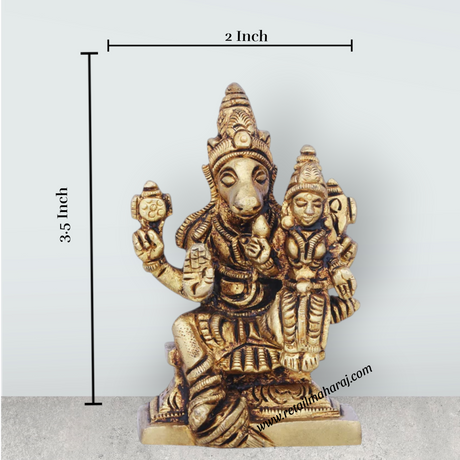 Lakshmi Hayagreevar Idol - 3.5 x 2 Inches | Antique Brass Idol/ Lakshmi Hayagriva Statue for Pooja/ 300 Gms - Retail Maharaj