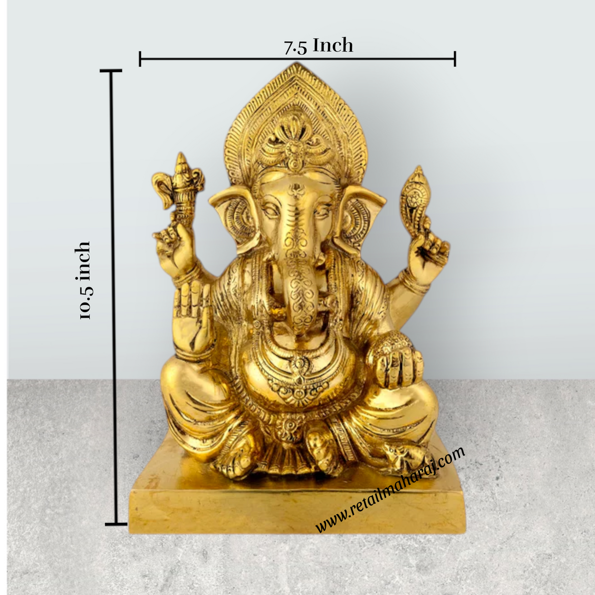 Ganesh Sitting Statue - 18 Inches | Antique Brass Idol / Vinayagar Sillai for Home, Office & Pooja - Retail Maharaj