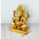 Ganesh Sitting Statue - 18 Inches | Antique Brass Idol / Vinayagar Sillai for Home, Office & Pooja - Retail Maharaj