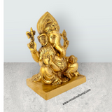 Ganesh Sitting Statue - 18 Inches | Antique Brass Idol / Vinayagar Sillai for Home, Office & Pooja - Retail Maharaj