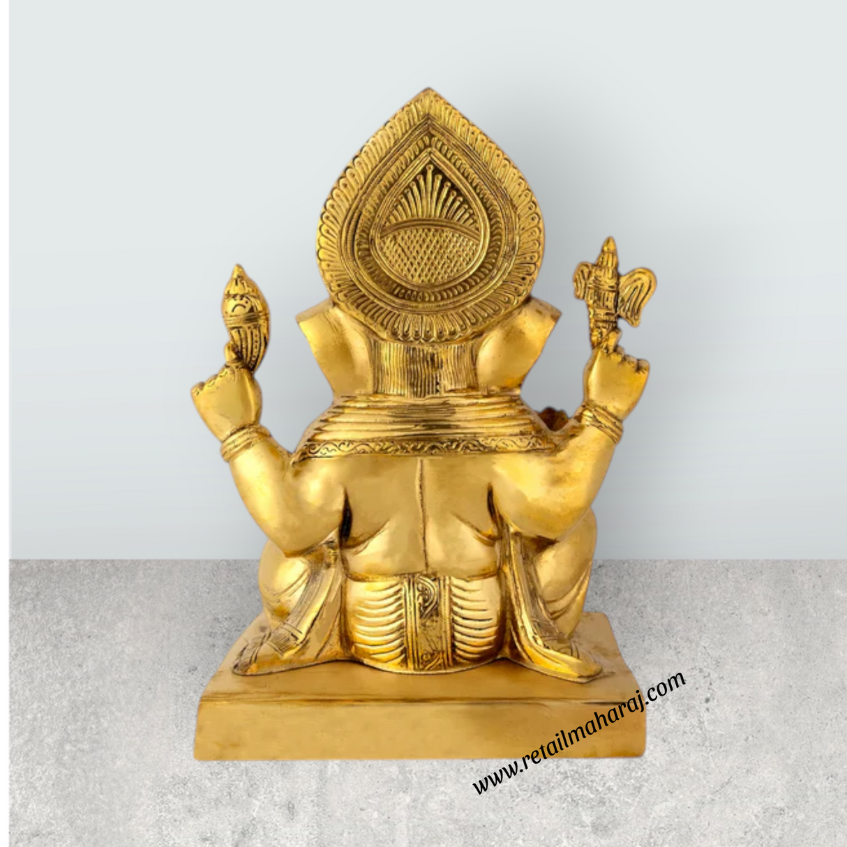 Ganesh Sitting Statue - 18 Inches | Antique Brass Idol / Vinayagar Sillai for Home, Office & Pooja - Retail Maharaj