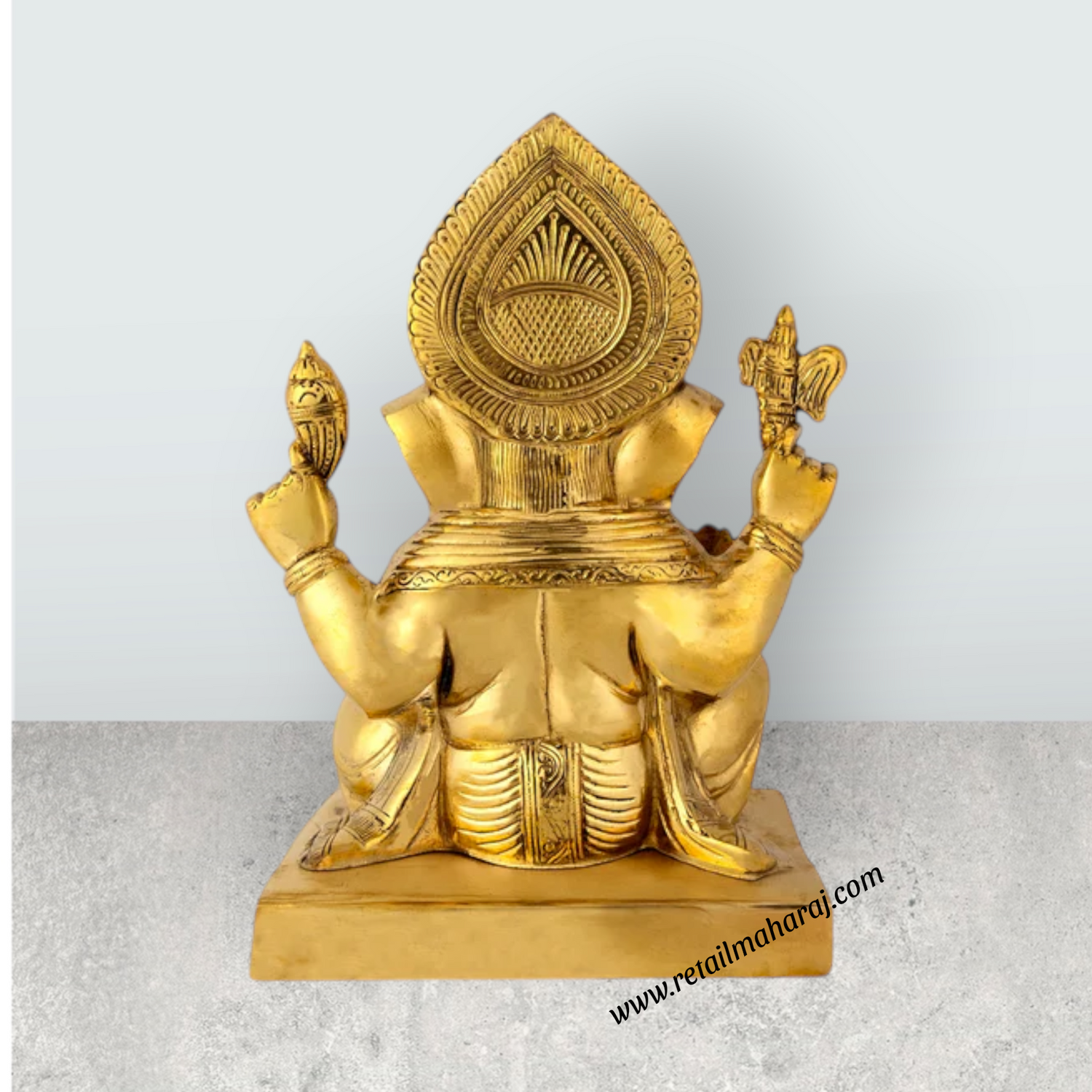 Ganesh Sitting Statue - 18 Inches | Antique Brass Idol / Vinayagar Sillai for Home, Office & Pooja - Retail Maharaj