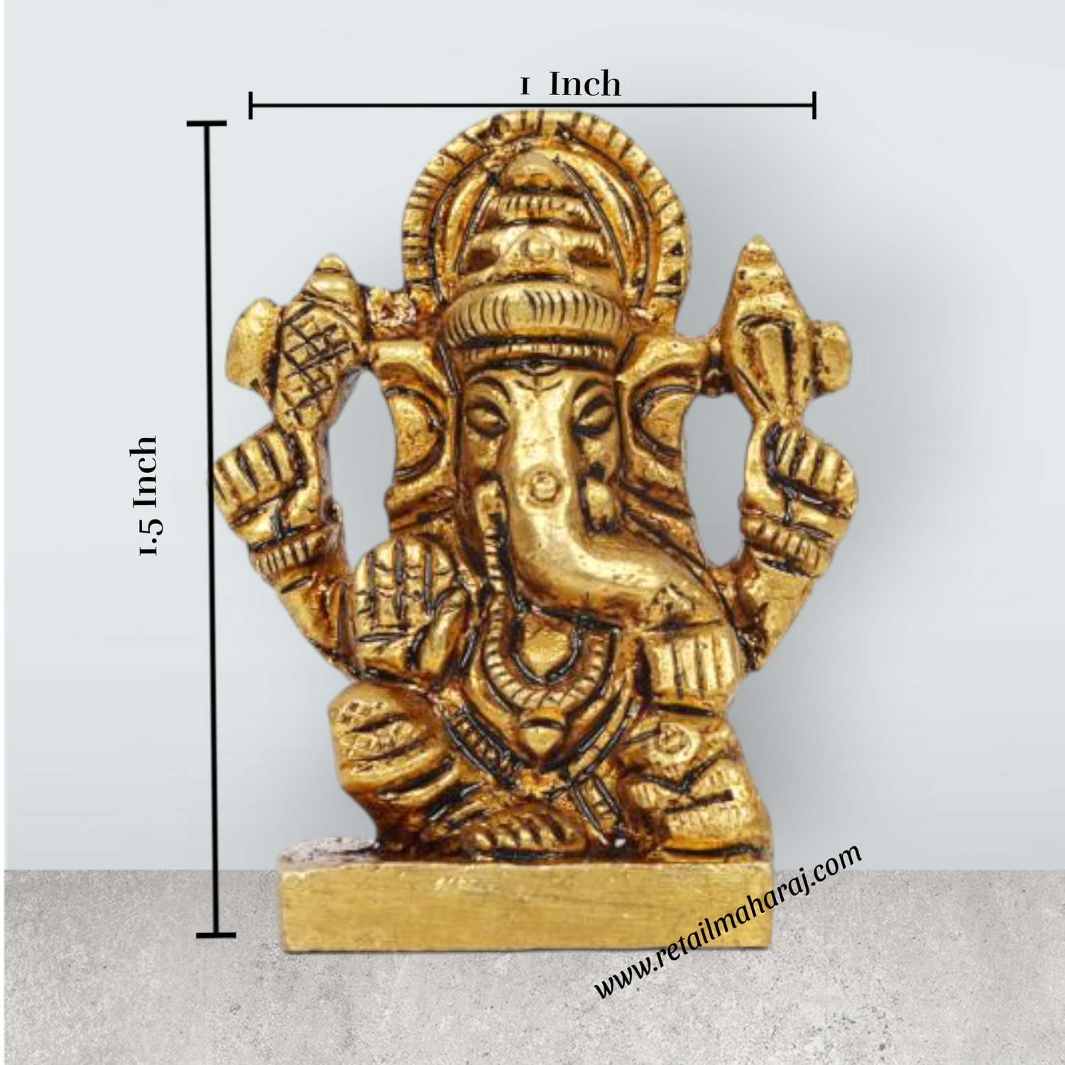 Ganesh Murti - Square - 1.5 Inches | Antique Statue / Vinayagar Statue/ Ganesha Idol for Pooja - Retail Maharaj