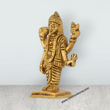Dhanvantari Murti Standing On Base - 3 X 2 Inches | Antique Brass Idol/ Dhanvantri Murti For Home And Worship - Retail Maharaj