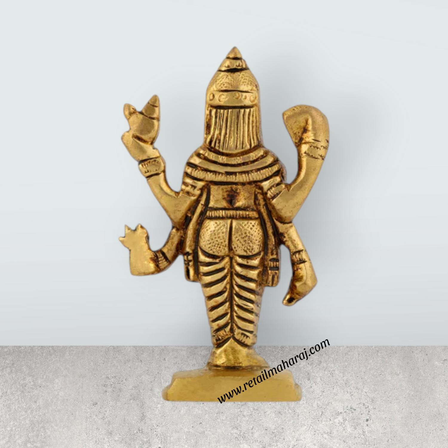 Dhanvantari Murti Standing On Base - 3 X 2 Inches | Antique Brass Idol/ Dhanvantri Murti For Home And Worship - Retail Maharaj