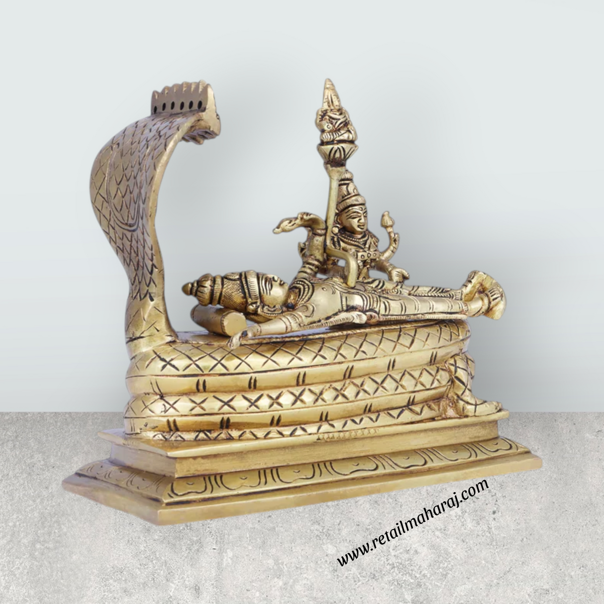 Sri Ranganathar Statue - 6 x 7 Inches | Antique Brass Idol/ Ranganathar Idol for Pooja/ 2 Kgs Approx - Retail Maharaj