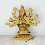 Varahi Amman Statue Sitting On Base - 3.5 x 3.5 Inches | Antique Brass Idol/ Varahi 8 Hands Idol for Pooja