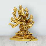 Varahi Amman Statue Sitting On Base - 3.5 x 3.5 Inches | Antique Brass Idol/ Varahi 8 Hands Idol for Pooja