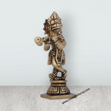 Krishna Murti - 3 x 1.5 Inches | Krishna Statue/ Antique Brass Idol/ Standing Krishna Idol for Pooja/ 120 Gms - Retail Maharaj