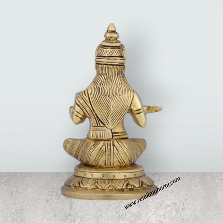 Annapoorani Statue - 5.5 x 3 Inches | Antique Brass Idol/ Annapoorneshwari Statue for Pooja/ 1.200 Kgs Approx - Retail Maharaj
