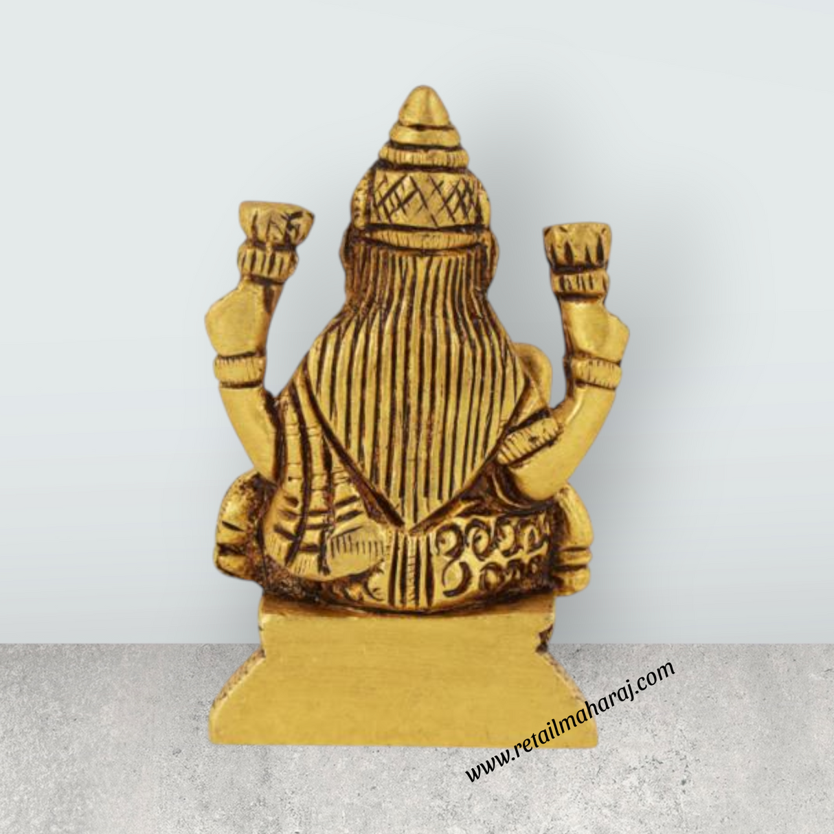 Laxmi Murti Sitting On Base - 3 x 2 Inches | Antique Brass Idol/ Lakshmi Idol/ Lakshmi Murti for Pooja - Retail Maharaj