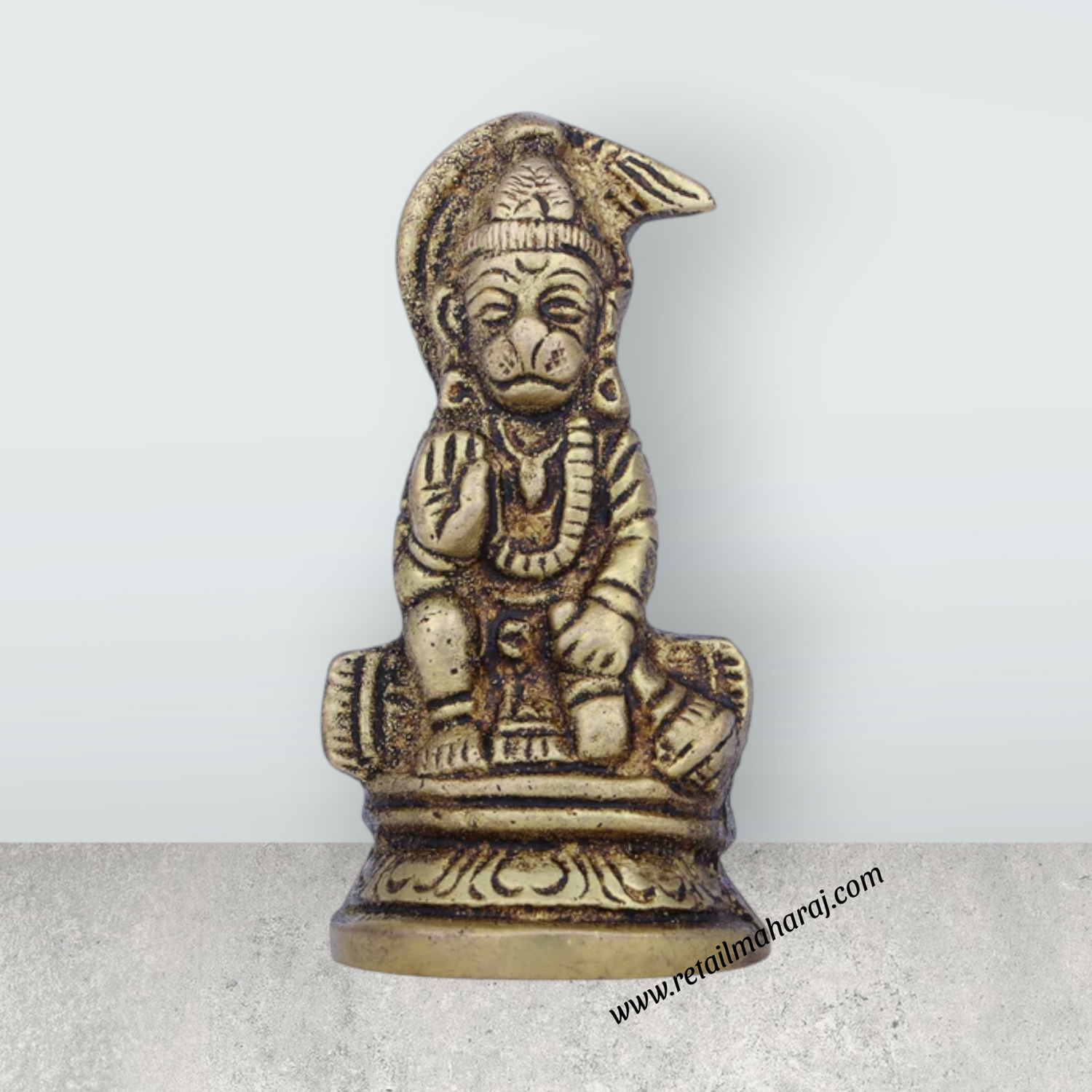 Anjaneya Statue - 2 x 1.5 Inches | Antique Brass Idol/ Hanuman Statue for Pooja/ 80 Gms Approx