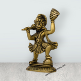 Anjaneya Statue Carrying Sanjeevani - 3.5 X 2 Inches | Antique Brass Idol/ Standing Hanuman Statue For Worship - Retail Maharaj