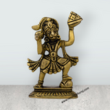 Anjaneya Statue Carrying Sanjeevani - 3.5 X 2 Inches | Antique Brass Idol/ Standing Hanuman Statue For Worship - Retail Maharaj