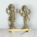 Vishnu Lakshmi Idol Standing On Base – 3.5 X 3.5 Inches Antique Brass Idol Laxmi Vishnu Murti For Home Pooja - Retail Maharaj