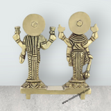 Vishnu Lakshmi Idol Standing On Base – 3.5 X 3.5 Inches Antique Brass Idol Laxmi Vishnu Murti For Home Pooja - Retail Maharaj