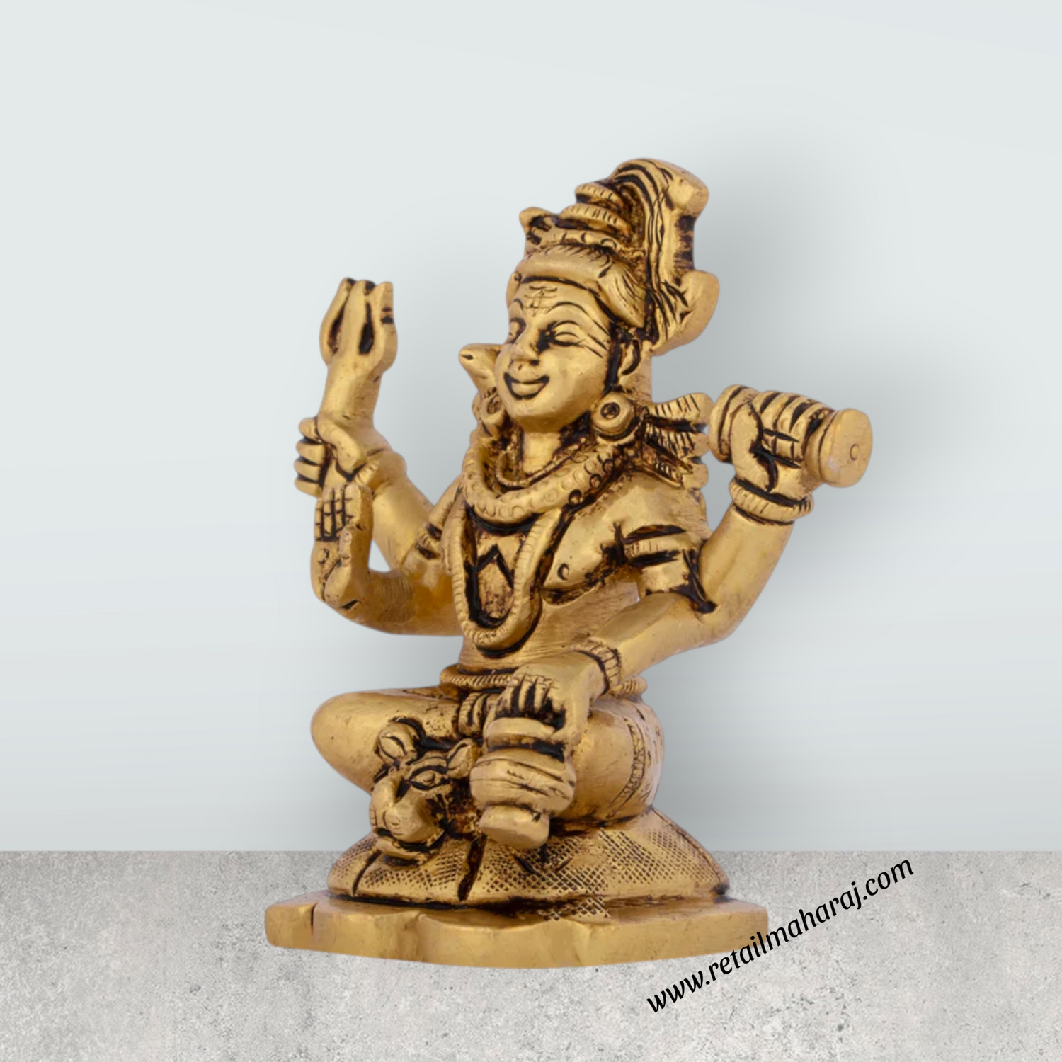 Shivan Idol - 4 x 3 Inches | Antique Brass Statue/ Siva Statue for Home/ 520 Gms Approx - Retail Maharaj