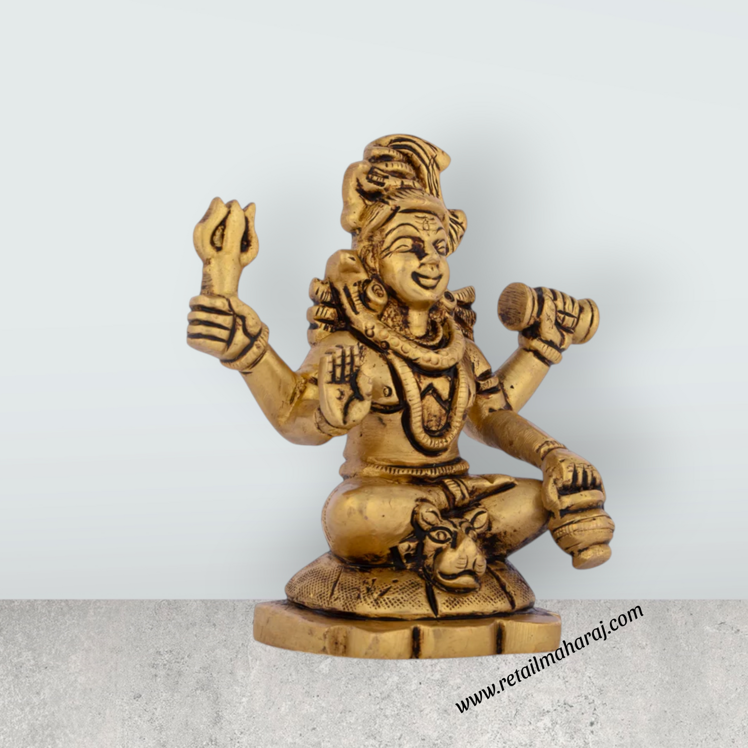 Shivan Idol - 4 x 3 Inches | Antique Brass Statue/ Siva Statue for Home/ 520 Gms Approx - Retail Maharaj