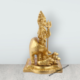 Datta Murti Standing On Base - 5 x 5 Inches | Antique Brass Idol/ Dattatreya Idol/ Datta Idol for Pooja - Retail Maharaj