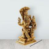 Lakshmi Narasimhar with Nagam - 5 Inches | Brass Statue/ Antique Finish Lakshmi Narasimha Statue for Pooja - Retail Maharaj