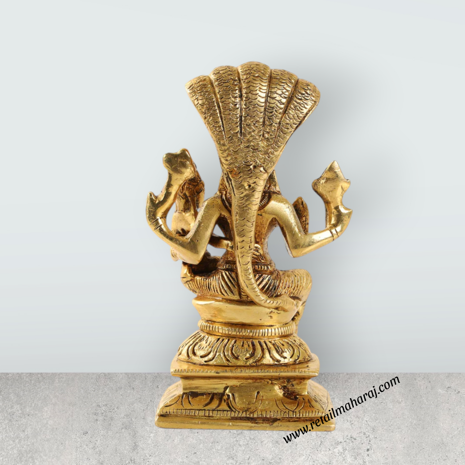 Lakshmi Narasimhar with Nagam - 5 Inches | Brass Statue/ Antique Finish Lakshmi Narasimha Statue for Pooja - Retail Maharaj