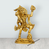 Anjaneya Statue Carrying Sanjeevani Mountain - 6.5 x 4 Inches | Antique Brass Idol/ Hanuman Statue for Pooja - Retail Maharaj