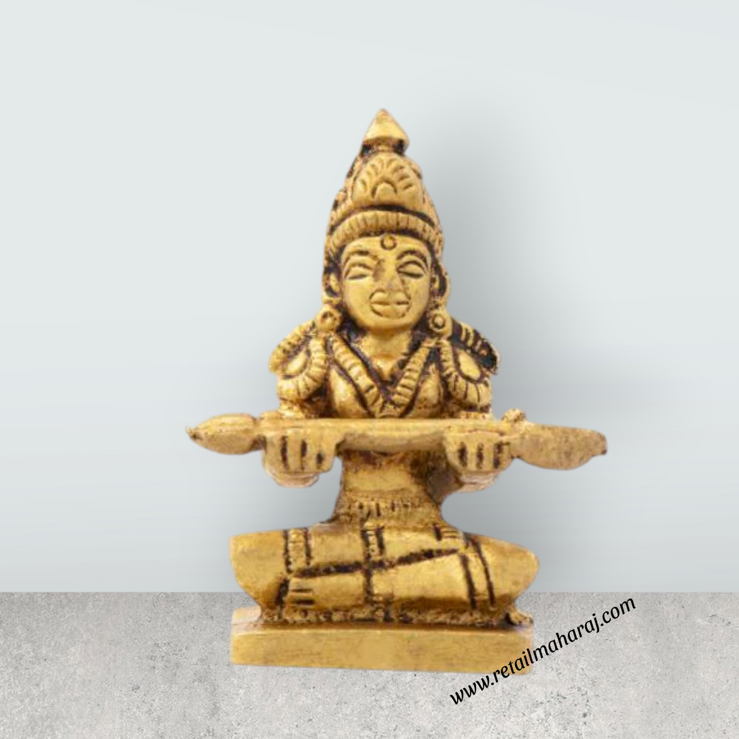 Annapuran Devi Murti - 2 x 1.75 Inches | Brass Idol/ Annapoorani Statue/ Annapurna Idol for Pooja - Retail Maharaj
