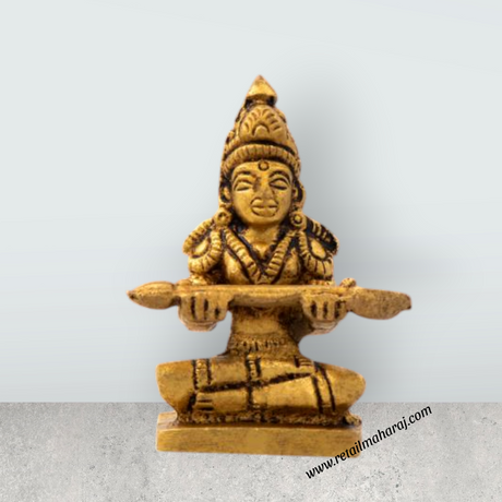 Annapuran Devi Murti - 2 x 1.75 Inches | Brass Idol/ Annapoorani Statue/ Annapurna Idol for Pooja - Retail Maharaj