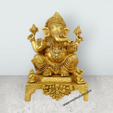Ganesh Murti - 9 x 5 Inches | Antique Brass Idol/ Ganpati Idol/ Vinayaka Statue for Pooja/ 3.500 Kgs Approx - Retail Maharaj
