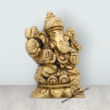 Ganesha Statue - 2 x 1.5 Inches | Vinayagar Statue/ Antique Brass Idol for Pooja/ 150 Gms Approx - Retail Maharaj