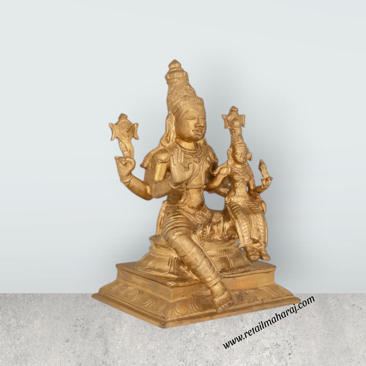Lakshmi Narayanan Murti - 9 x 6 Inches | Panchaloham Statue / Laxmi Narayanan Idol / Decor For Home & Pooja - Retail Maharaj