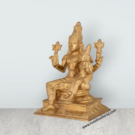 Lakshmi Narayanan Murti - 9 x 6 Inches | Panchaloham Statue / Laxmi Narayanan Idol / Decor For Home & Pooja - Retail Maharaj
