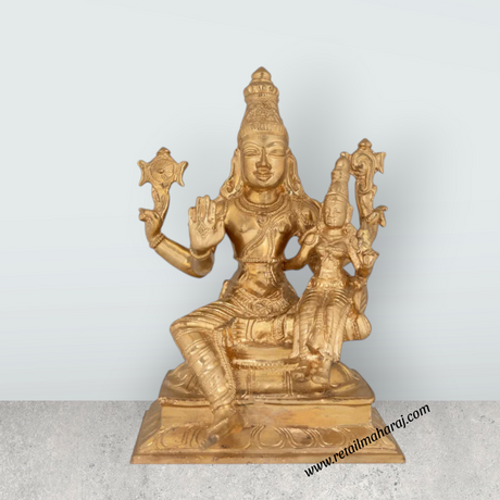Lakshmi Narayanan Murti - 9 x 6 Inches | Panchaloham Statue / Laxmi Narayanan Idol / Decor For Home & Pooja - Retail Maharaj