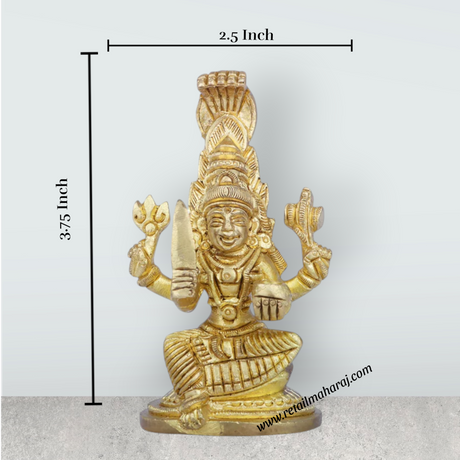 Karumariamman Statue - 3.75 x 2.5 Inches | Antique Brass Idol/ Sitting Karumariamman Idol for Pooja/ 340 Gms - Retail Maharaj