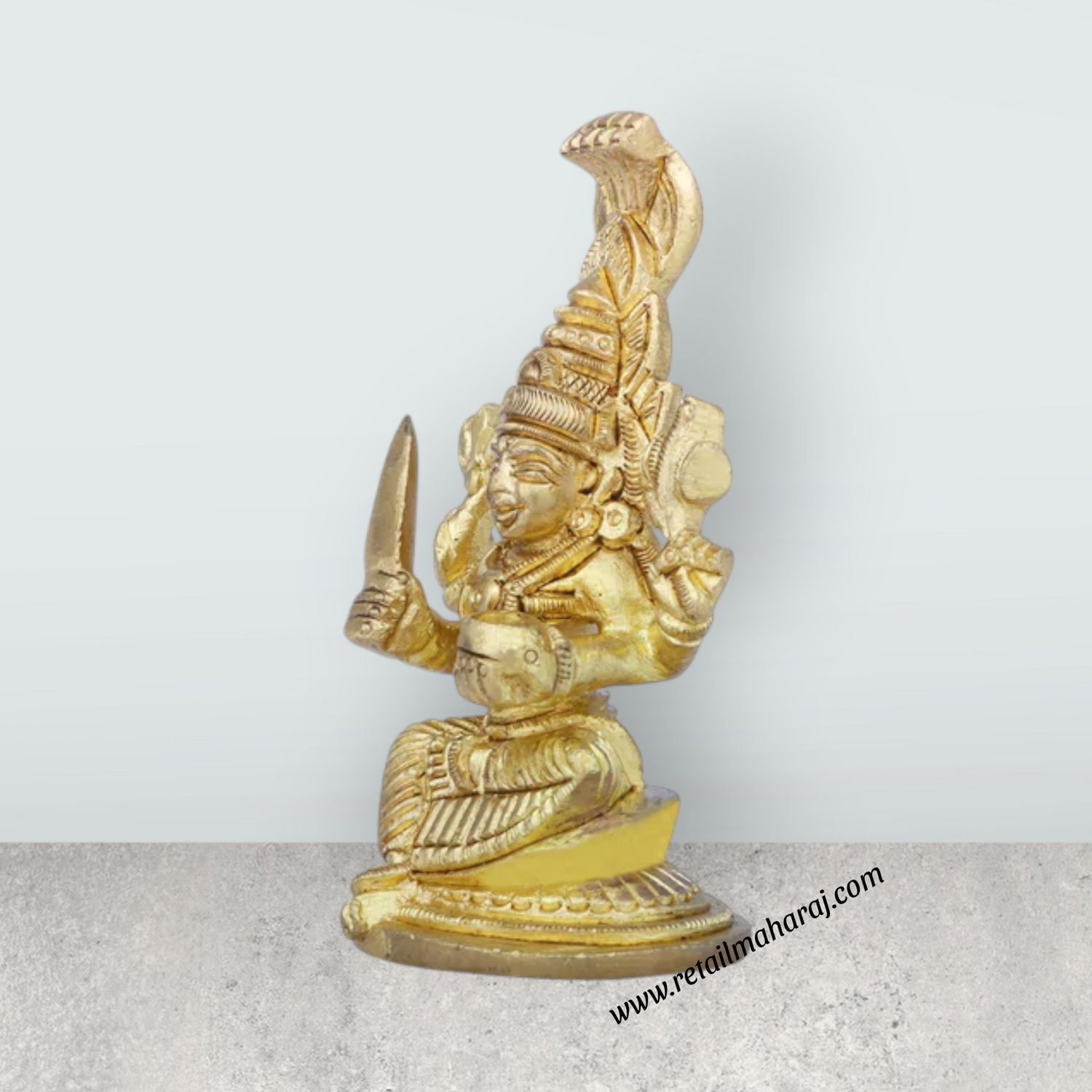 Karumariamman Statue – Antique Brass Sitting Karumariamman Idol for Pooja (3.75 x 2.5 Inches | 340 g) - Retail Maharaj