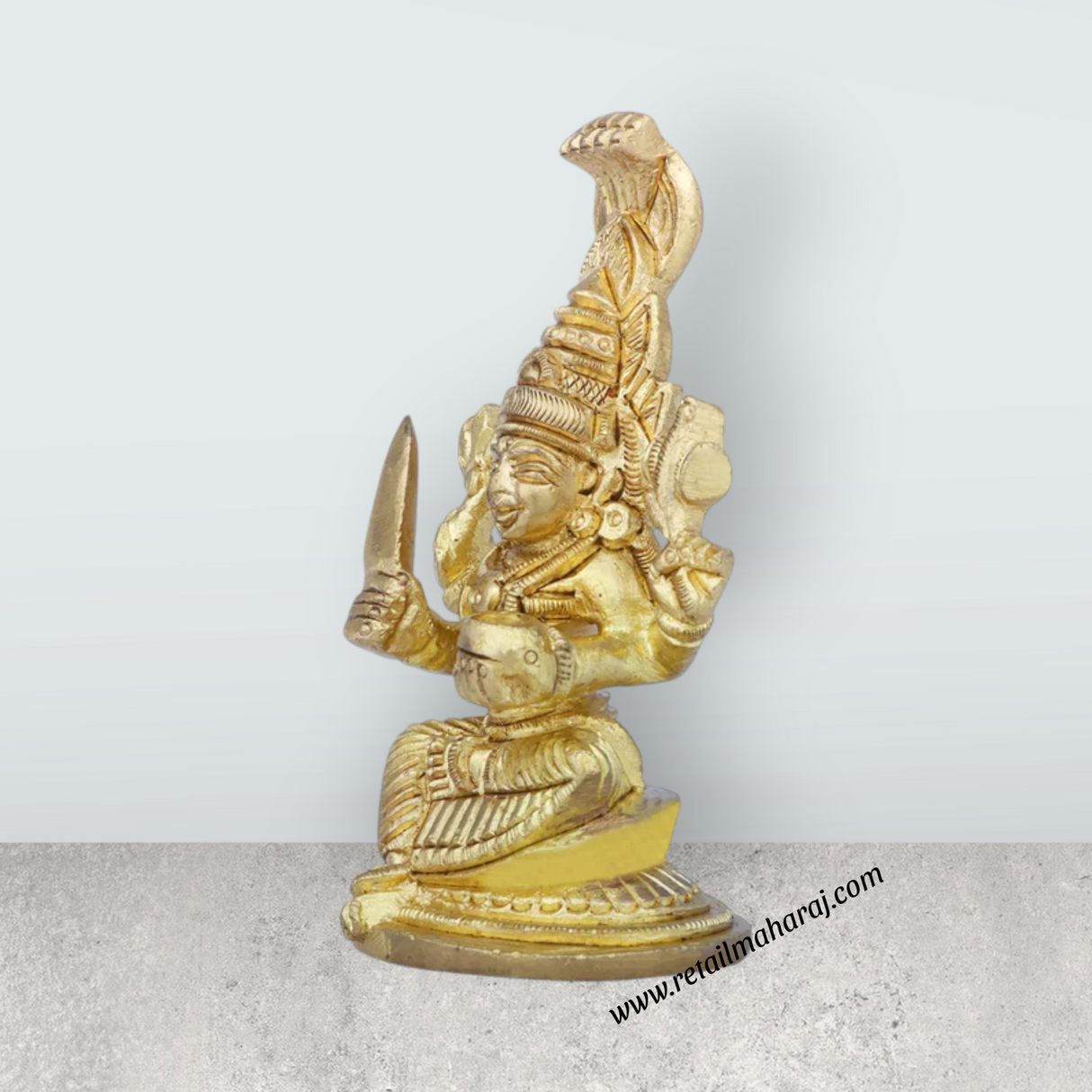 Karumariamman Statue - 3.75 x 2.5 Inches | Antique Brass Idol/ Sitting Karumariamman Idol for Pooja/ 340 Gms - Retail Maharaj