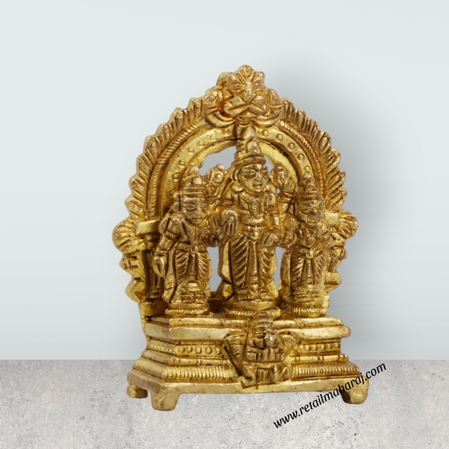 Ram Darbar Murti - 3 Inches | Brass Idol/ Antique Finish Ram Darbar Statue for Pooja/ 160 Gms Approx - Retail Maharaj