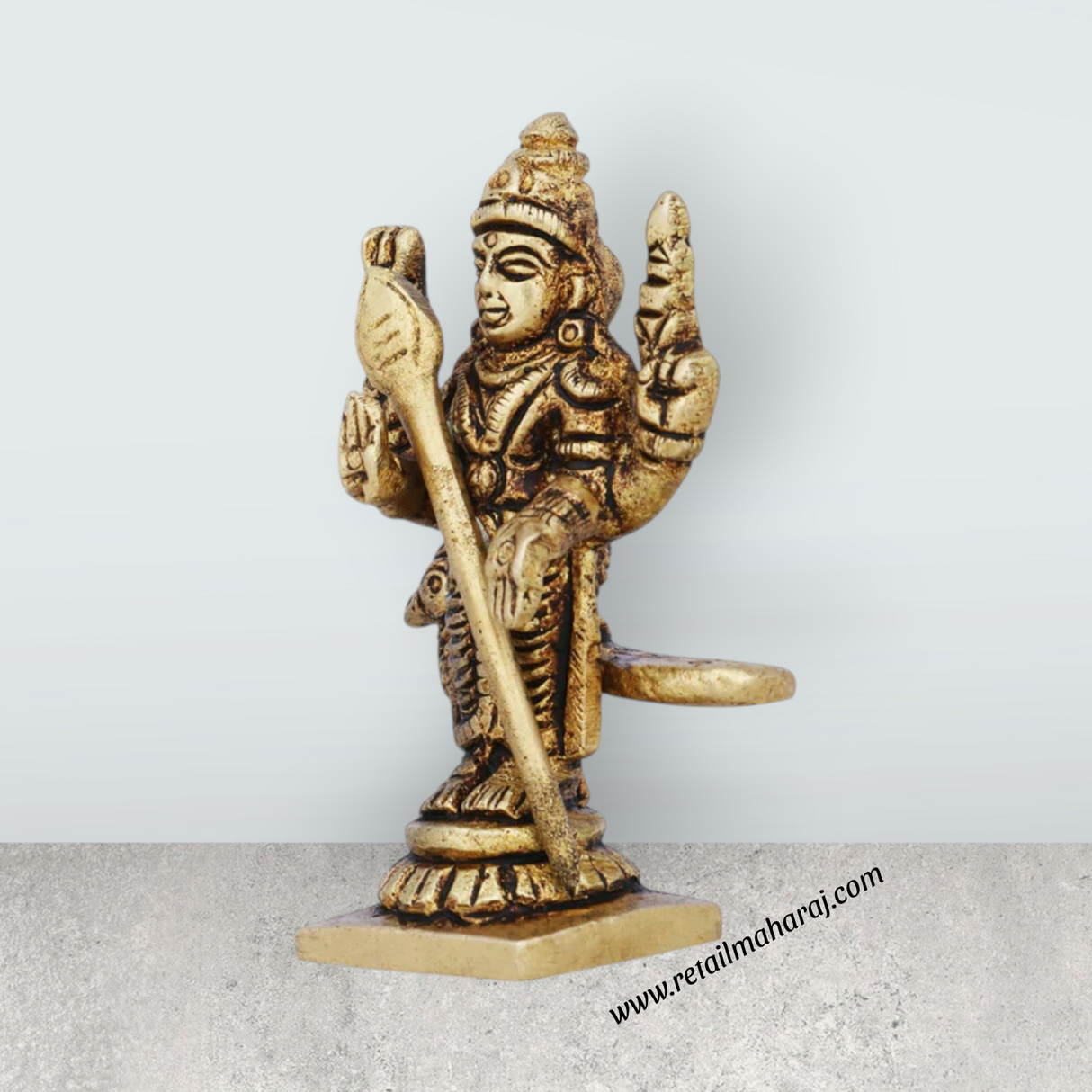 Mayil Murugan Statue - 2.5 x 1.75 Inches | Antique Brass Idol/ Peacock Murugan Silai for Pooja/ 80 Gms Approx