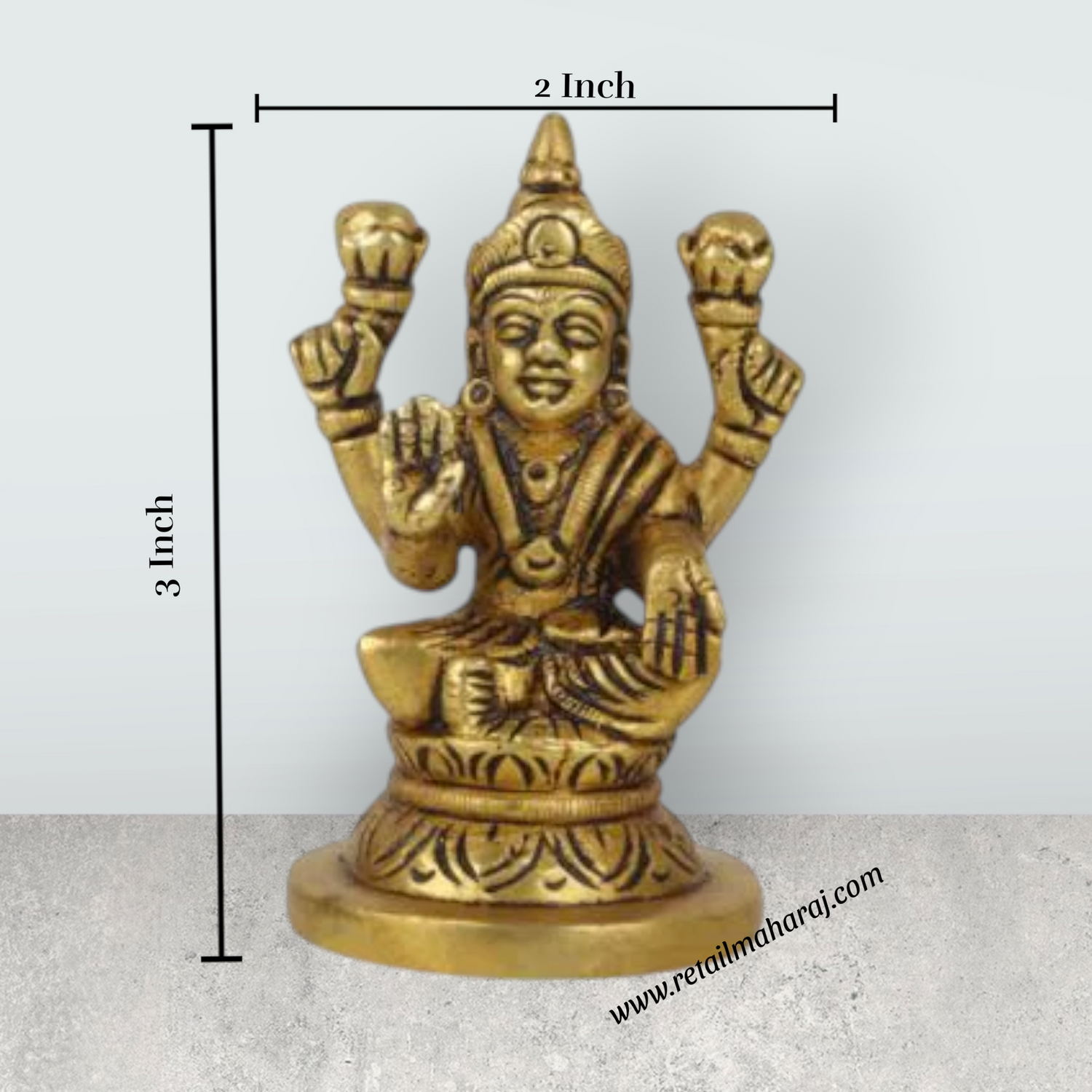 Laxmi Murti Sitting On Base - 3 x 2 Inches | Antique Brass Idol/ Lakshmi Murti/ Lakshmi Statue for Pooja