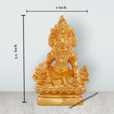 Kuber Statue Sitting On Flower Base - 3.5 x 2 Inches | Gold Polish Kubera Statue/ Kuber Murti for Pooja/ 320 Gms - Retail Maharaj