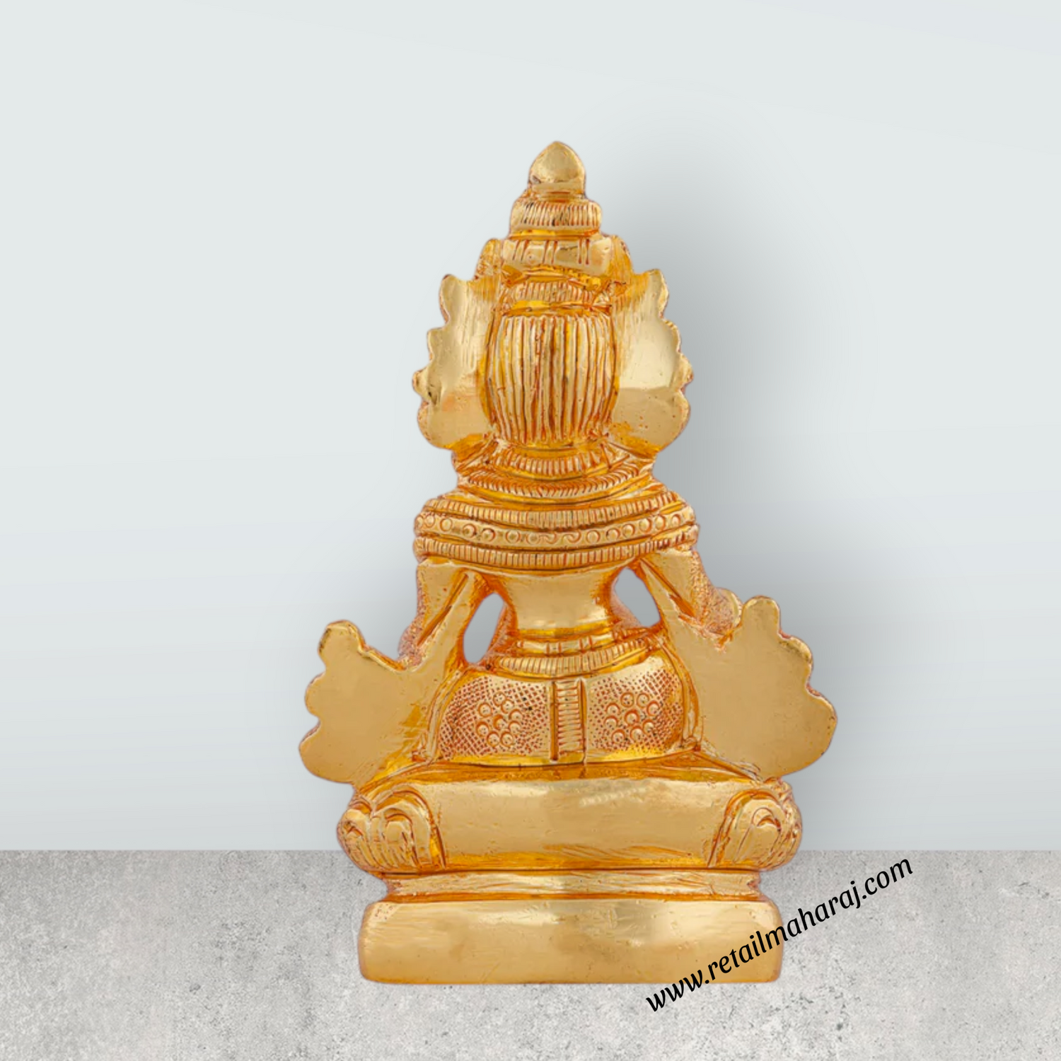 Kuber Statue Sitting On Flower Base - 3.5 x 2 Inches | Gold Polish Kubera Statue/ Kuber Murti for Pooja/ 320 Gms - Retail Maharaj