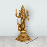 Murugan Statue With Base - 11.5 x 5.5 Inches | Antique Brass Idol/ Standing Murugan Silai for Pooja/ 4 Kgs - Retail Maharaj
