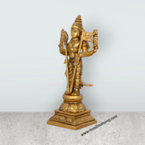 Murugan Statue With Base - 11.5 x 5.5 Inches | Antique Brass Idol/ Standing Murugan Silai for Pooja/ 4 Kgs - Retail Maharaj