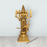Murugan Statue With Base - 11.5 x 5.5 Inches | Antique Brass Idol/ Standing Murugan Silai for Pooja/ 4 Kgs - Retail Maharaj