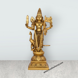 Murugan Statue With Base - 11.5 x 5.5 Inches | Antique Brass Idol/ Standing Murugan Silai for Pooja/ 4 Kgs - Retail Maharaj